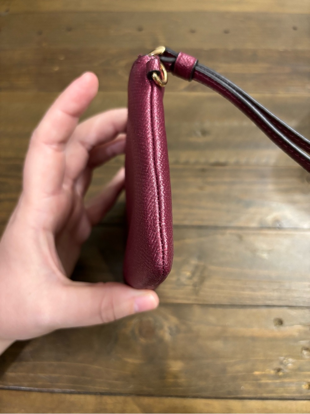 Coach Glitter Corner Zip Wristlet in Black Cherry - Picture 3 of 9